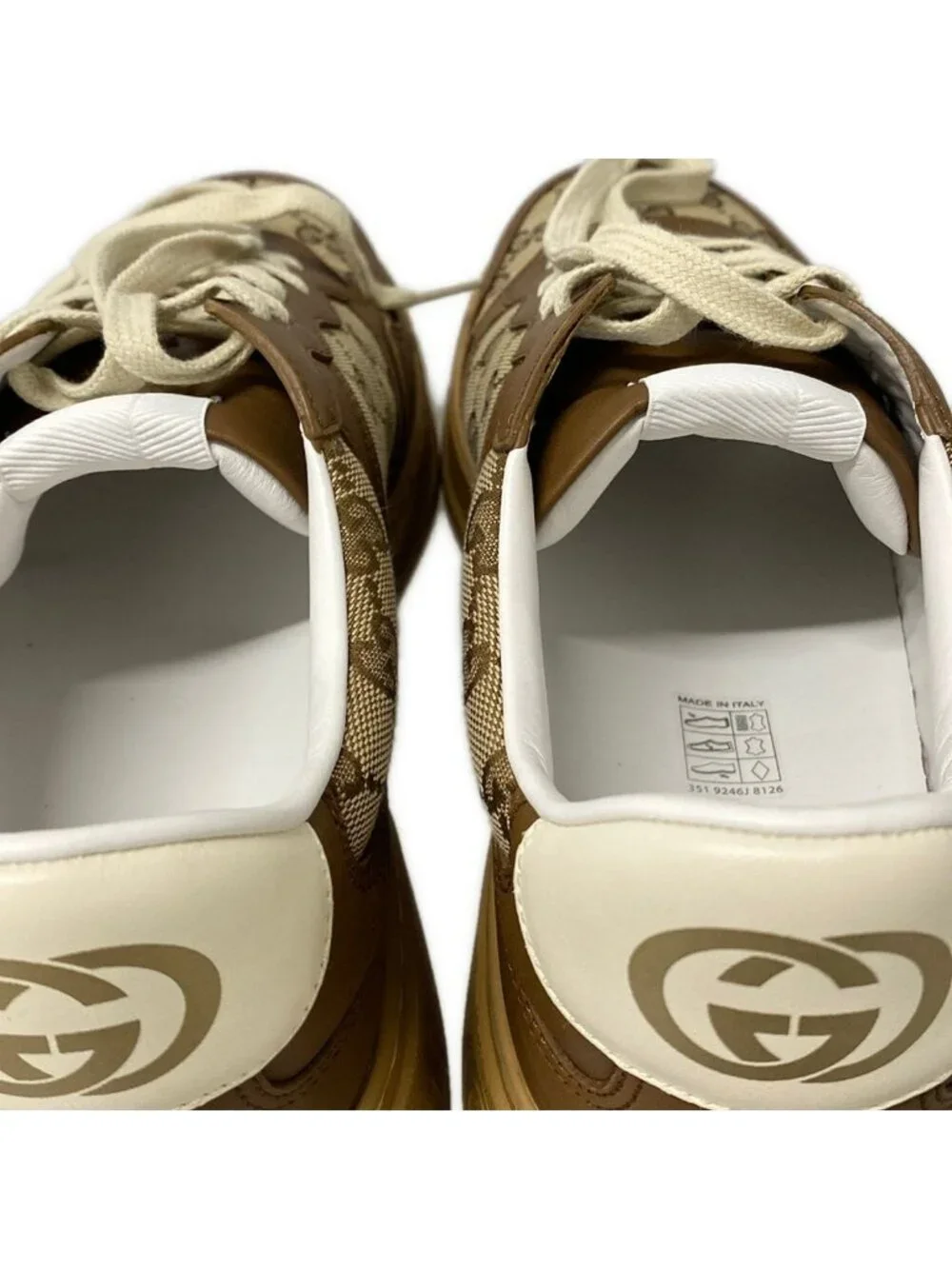 Gucci Sneakers 10.5 GG Pattern Brown Dark Leather